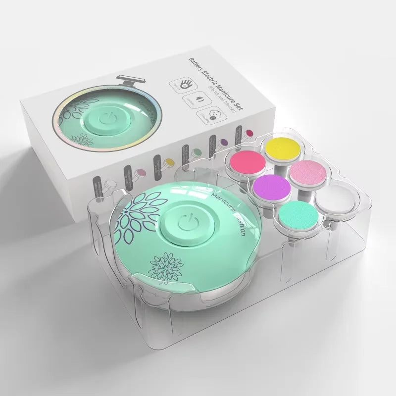 Coffret lime à ongles électrique pour bébé avec 6 embouts